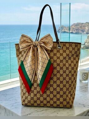 Authentic Vintage Gucci GG Monogram Canvas Tote Shoulder Bag w/COA